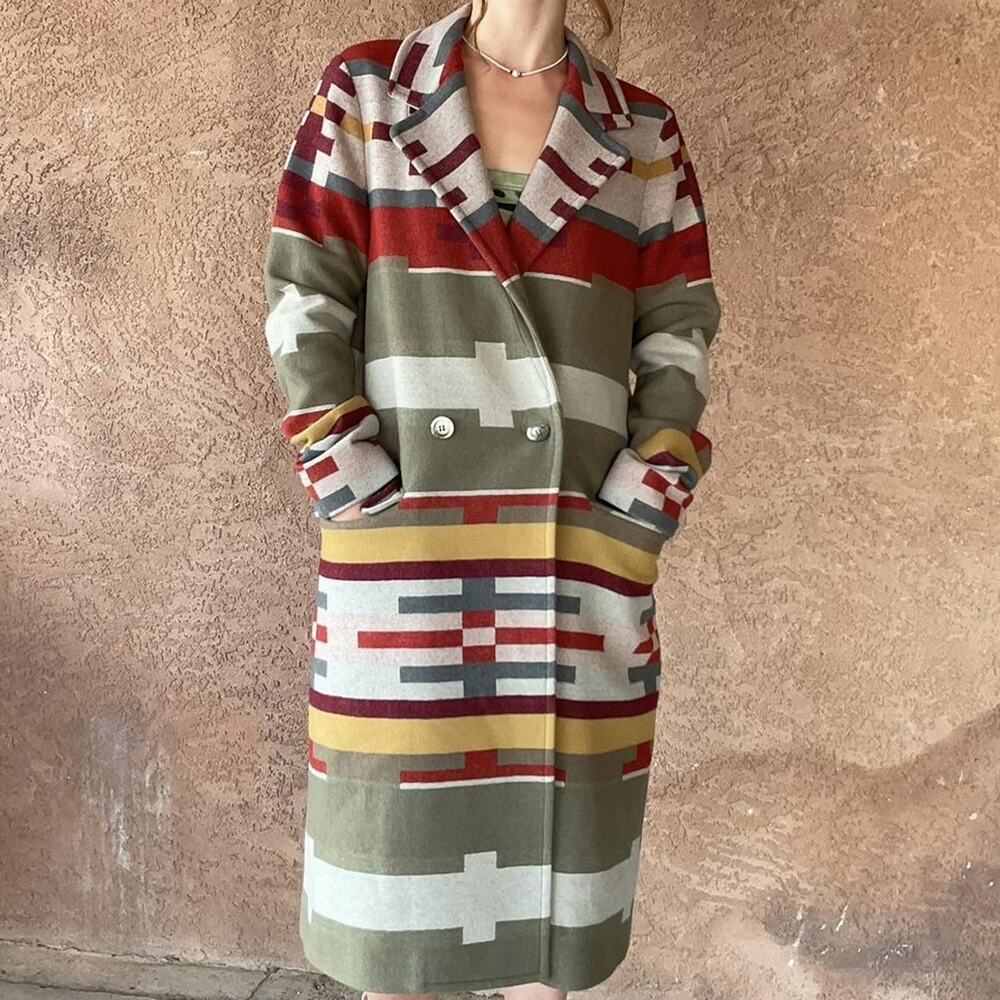 Pendleton Portland Collection Southwestern Wool Blanket Coat Size Small USA Made